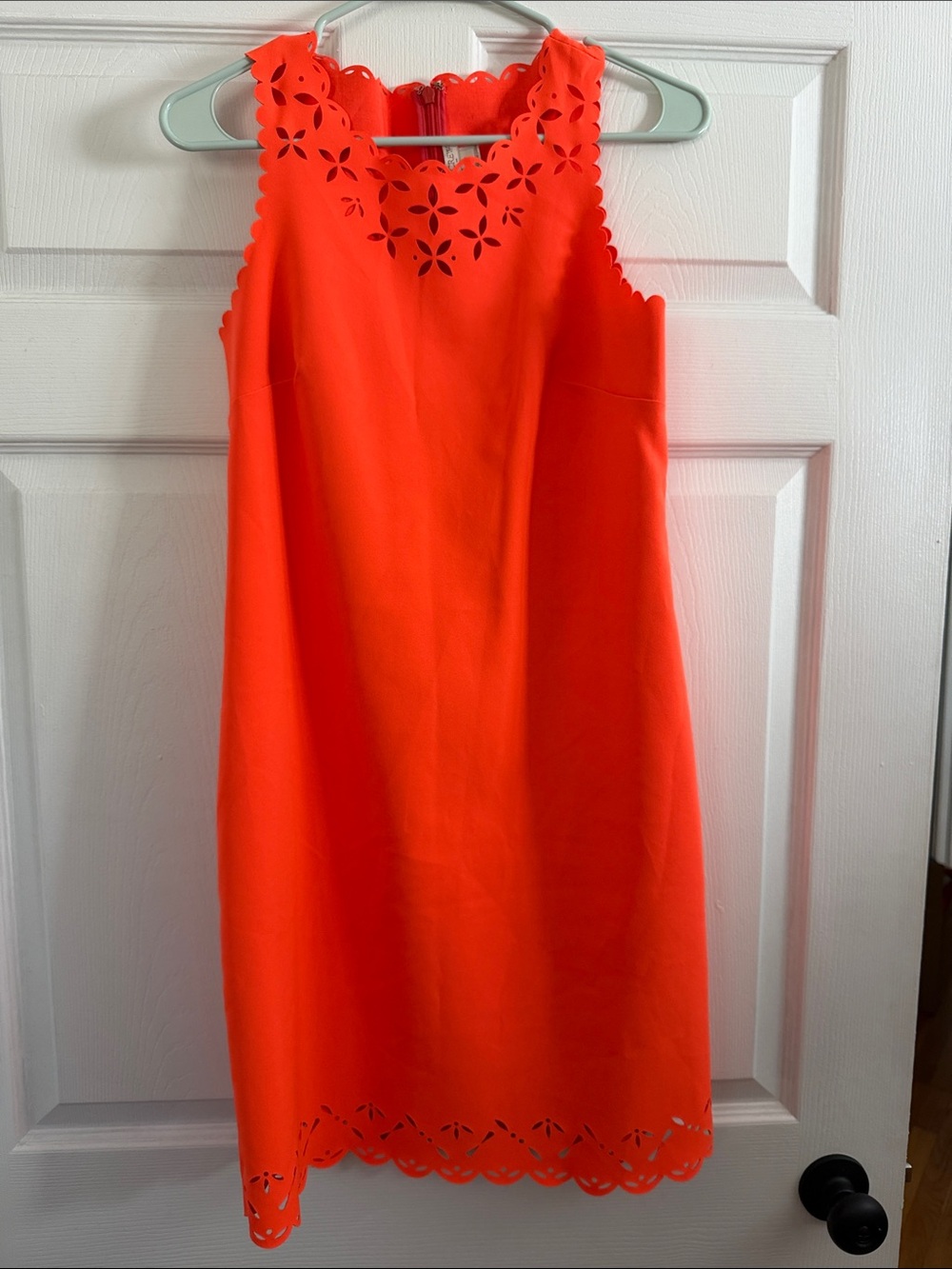 J. Crew Orange Sleeveless Laser-Cut Shift Dress